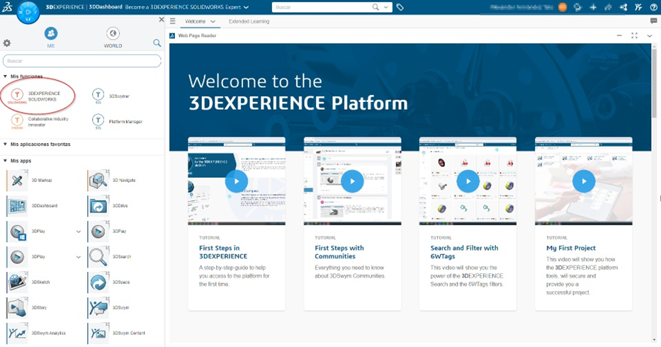 Desde el compass, busca la aplicación de SOLIDWORKS Connected App.