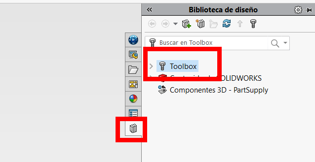 ver toolbox en el panel de tareas de 3dexperience solidworks