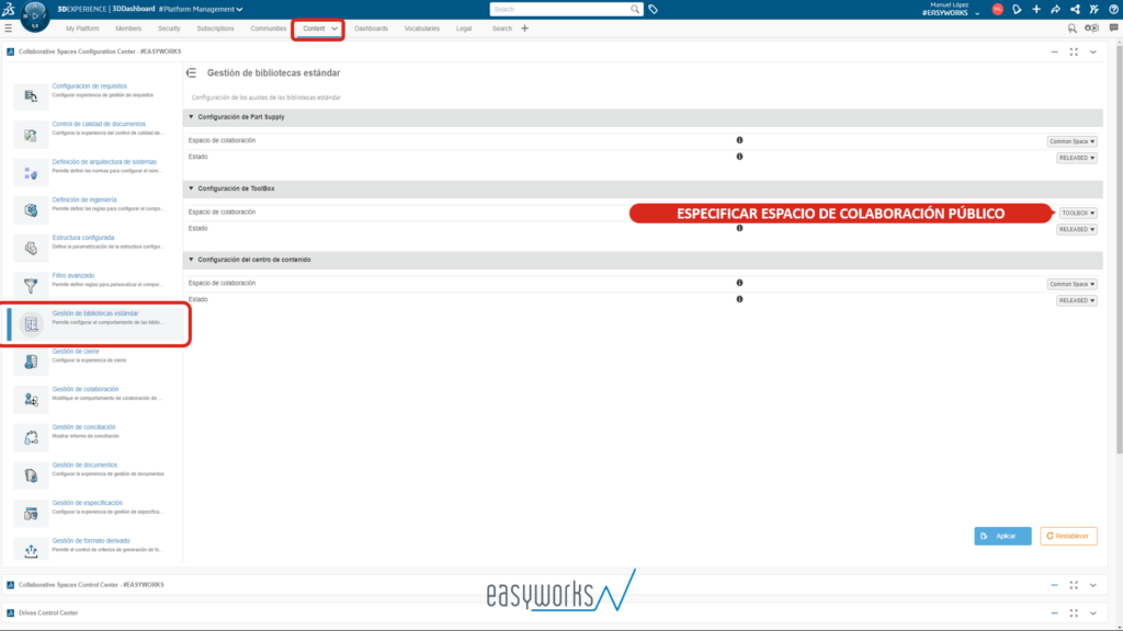 asociar espacio colaborativo de 3dexperience solidworks a toolbox