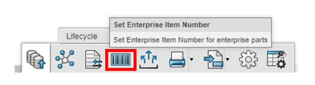 Icono para seleccionar el Enterprise Item Number en el panel Mysessión que conecta SOLIDWORKS con 3DEXPERIENCE