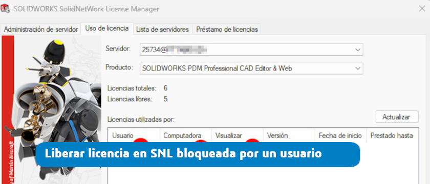 Liberar una licencia bloqueada en un usuario del SNL
