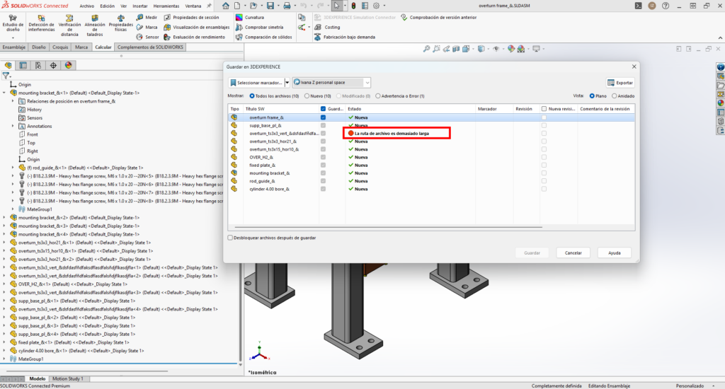 error ruta de archivo es demasiado larga al guardar en 3dexperience