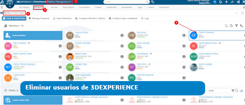 Eliminar usuarios de 3DEXPERIENCE