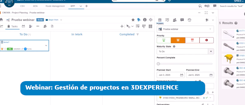 gestión de proyectos 3dexperience solidworks