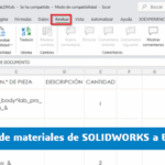 exportar lista materiales solidworks excel