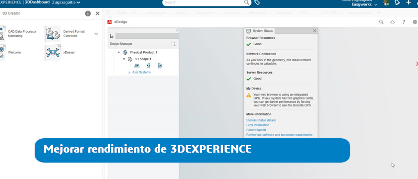 mejorar rendimiento 3dexperience