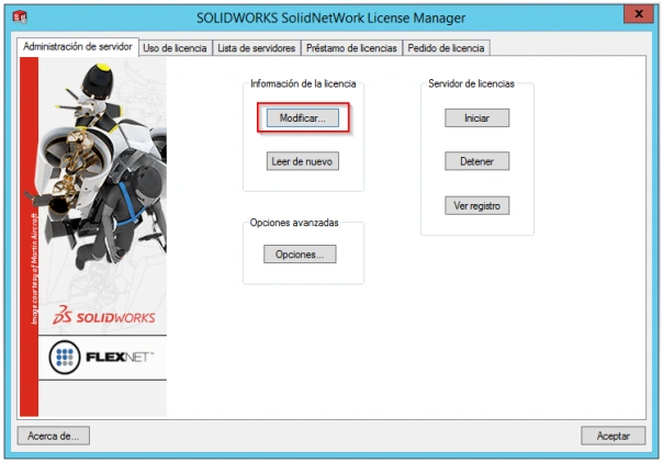 Muestra de cómo se puede acceder a modificar las opciones de archivo de snl en solidworks