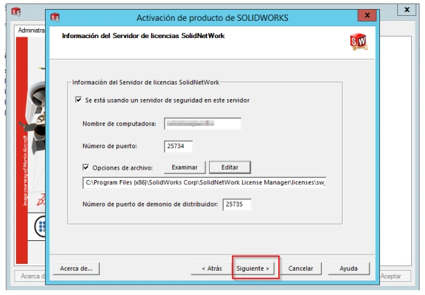 Opciones SOLIDWORKS SNL