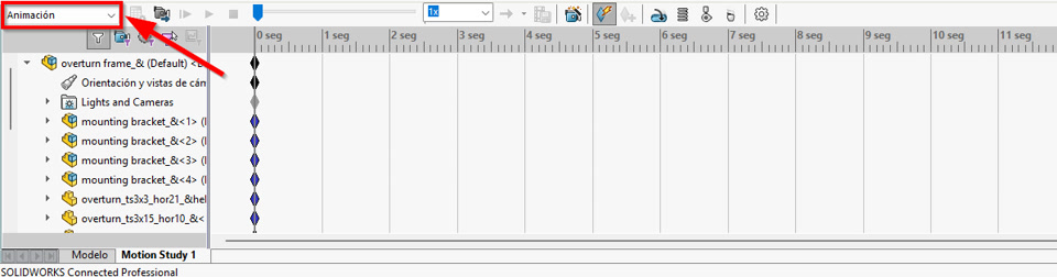 Opción de animación activada