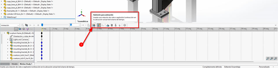 Muestra del asistente para animación