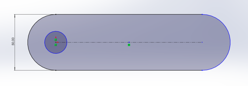 ejemplo de líneas azules que podemos corregir con la herramienta definir croquis completamente en SOLIDWORKS