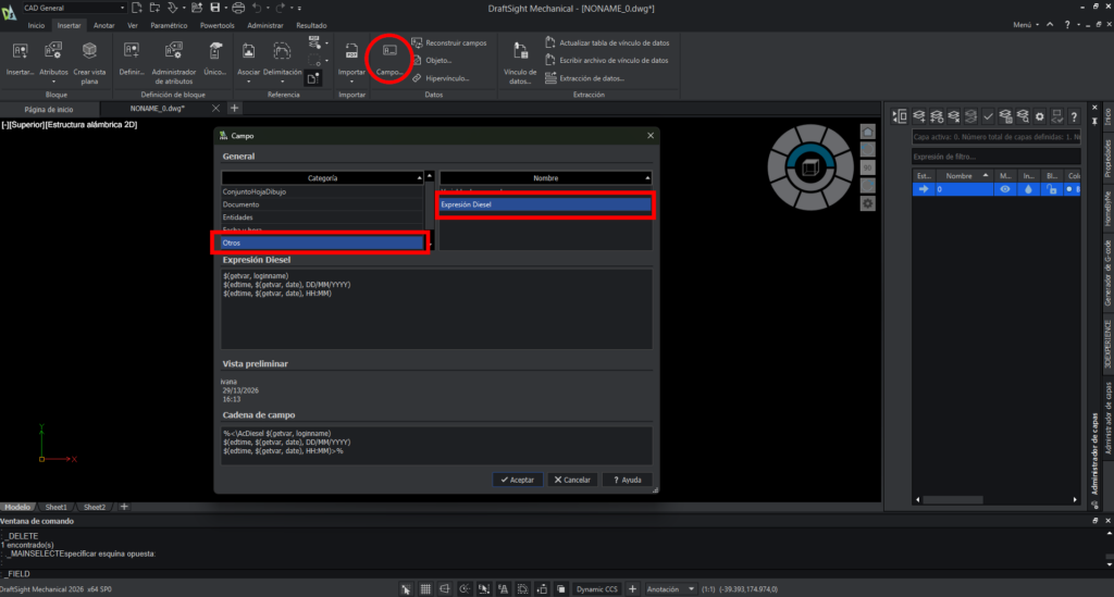 paso por paso sobre cómo usar las expresiones diesel en draftsight