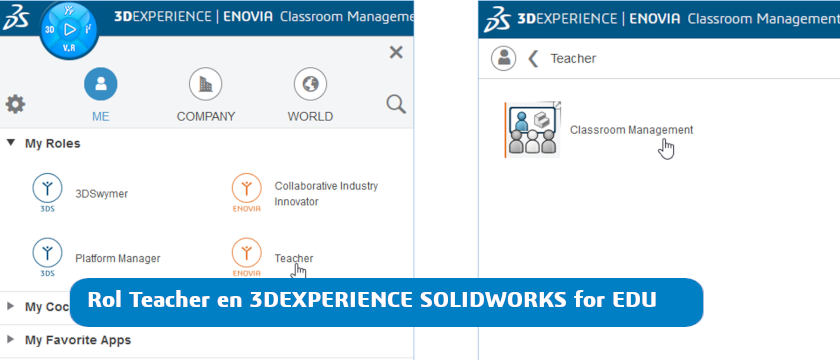 Rol Teacher en licencias 3DEXPERIENCE SOLIDWORKS for EDU