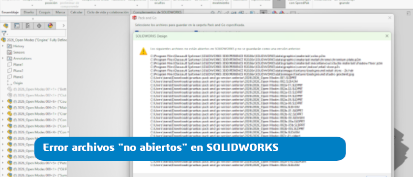 error archivos abiertos solidworks
