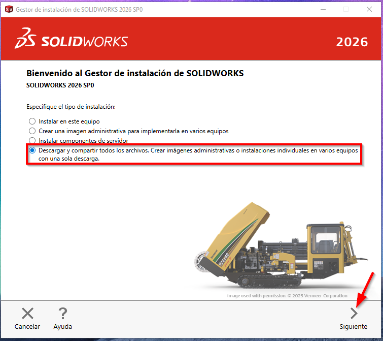 gestor de instalación de solidworks