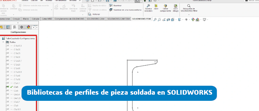 perfiles de pieza soldada SOLIDWORKS