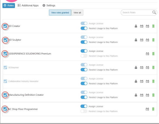 Desasignar roles de SOLIDWORKS Connected en Members Control Center de 3DEXPERIENCE, paso necesario para posteriormente asignar los roles de SOLIDWORKS Design.